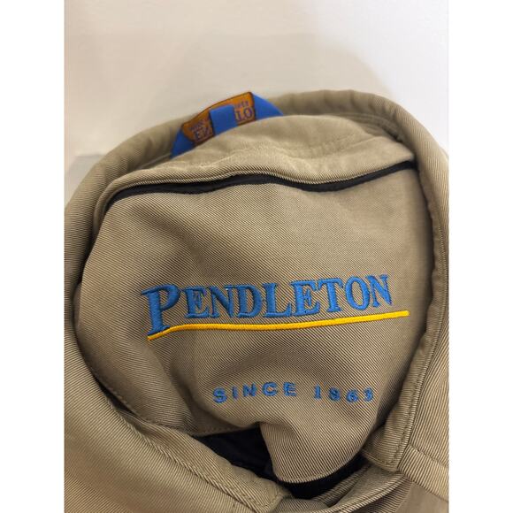 Pendleton Car Coat Mens Large Removable Liner Cotton Rain Repellent Khaki Tan - Picture 5 of 6